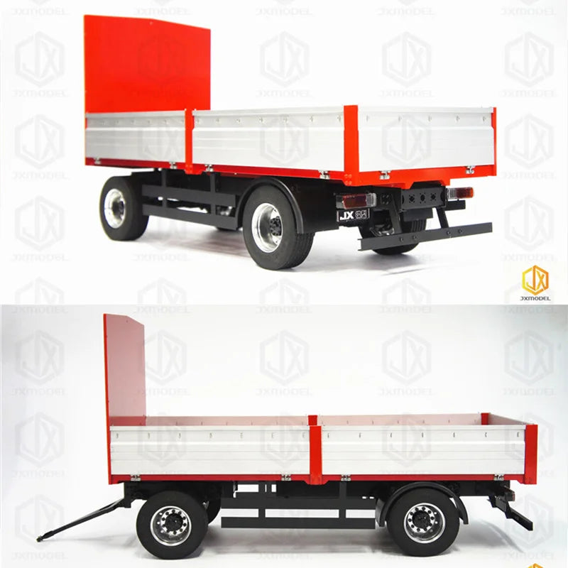 Unpainted JXModel metal 2-axle Trailer for Tamiya Rc Truck Tipper