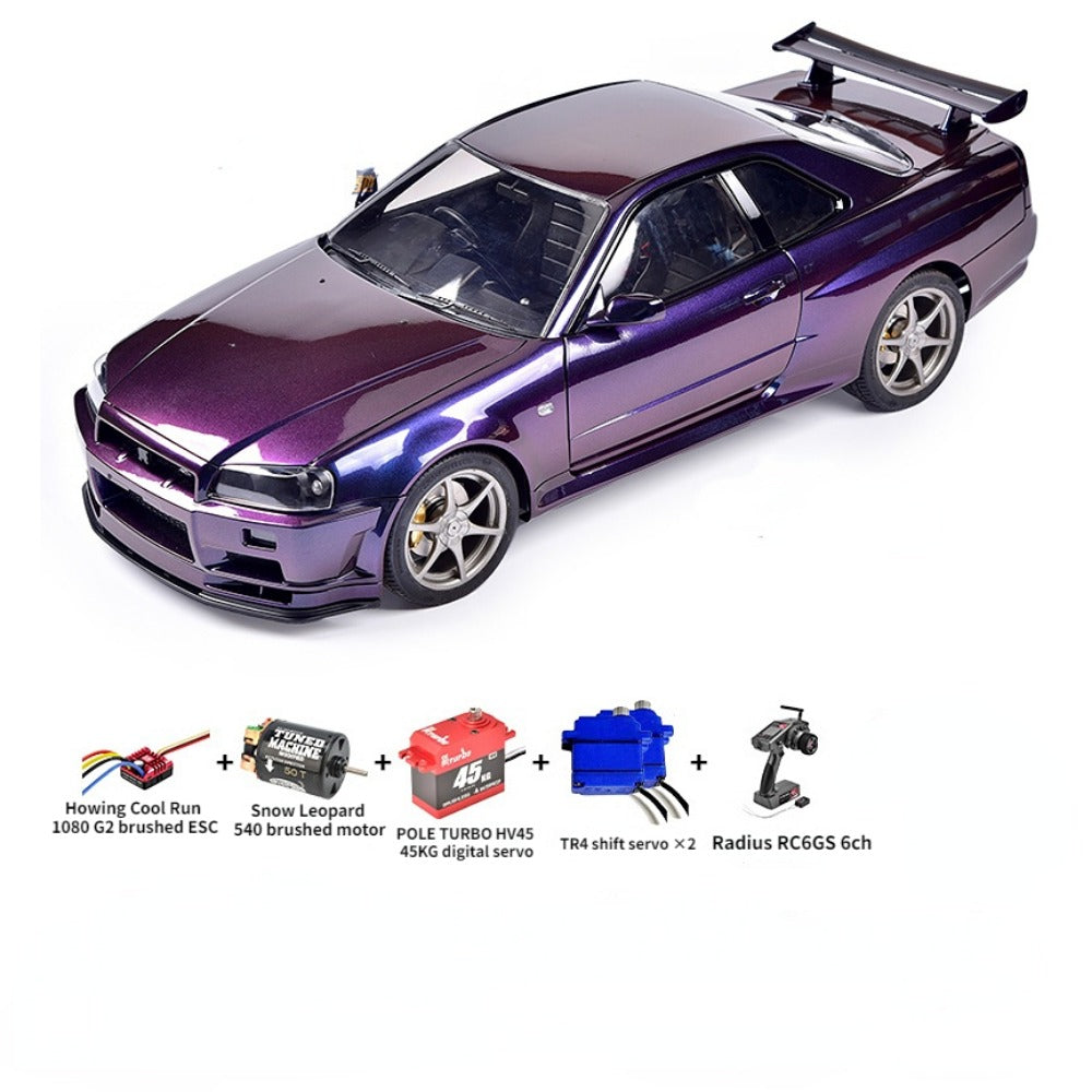 1/8 Capo Skyline GTR R34 Rc Flat Running Drift Car Kit Midnight Purple