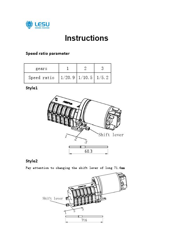 LESU 1/14 Truck Tamiya Tractor Third Gear Gearbox F-5021 High Torque Transmission