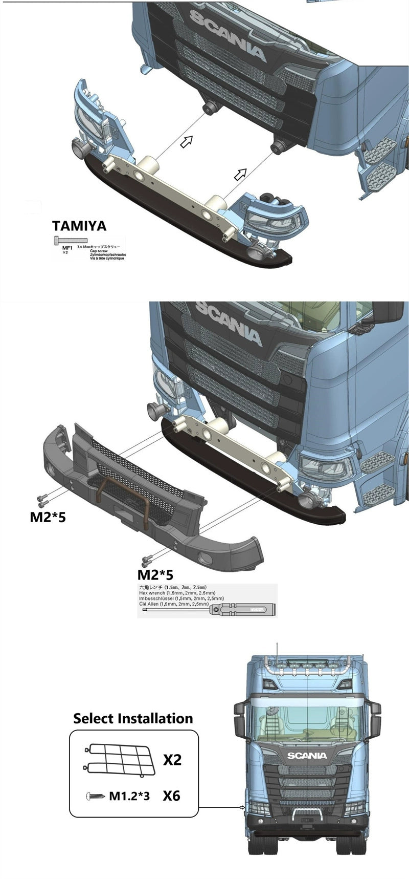 JUWUBA 1/14 Tamiya 770S 56368 Rc Tractor XT Front Bumper Kit