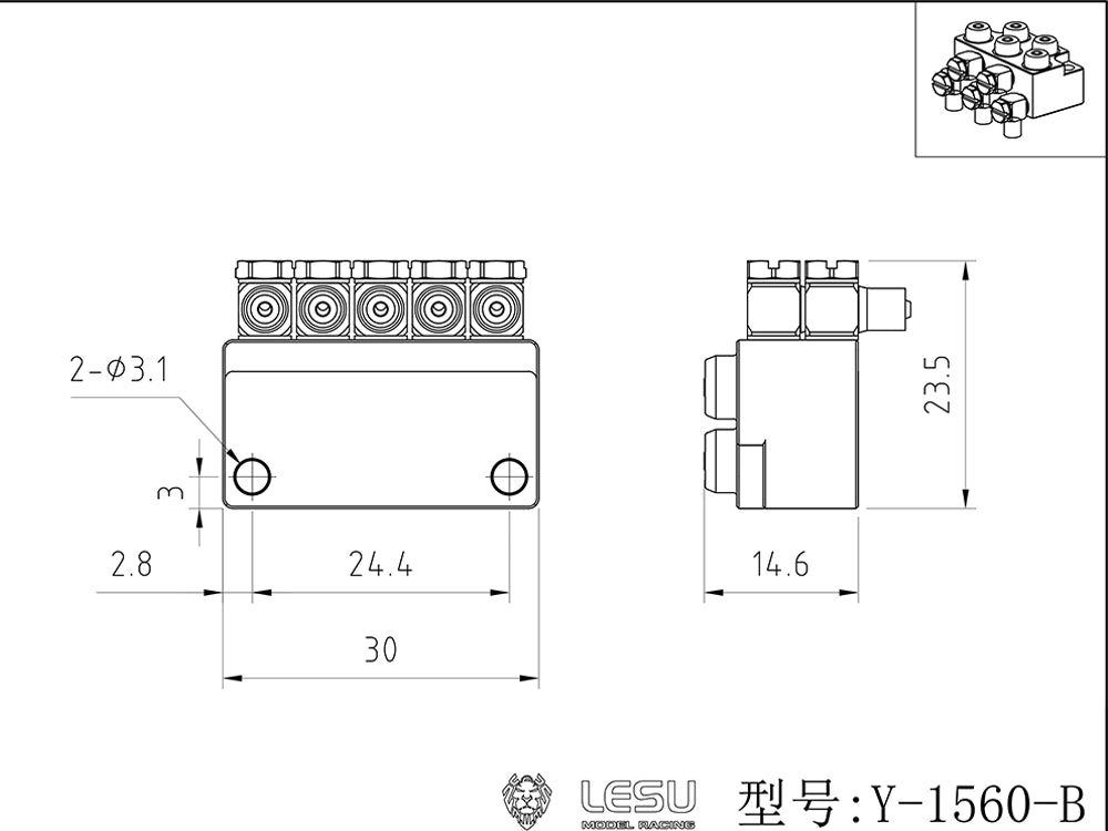 Lesu 1/14 AOUE LR960 Rc Hydraulic 5-way Oil Nozzle Quick Change Coupler Y-1560 Y-1560-A Y-1560-B