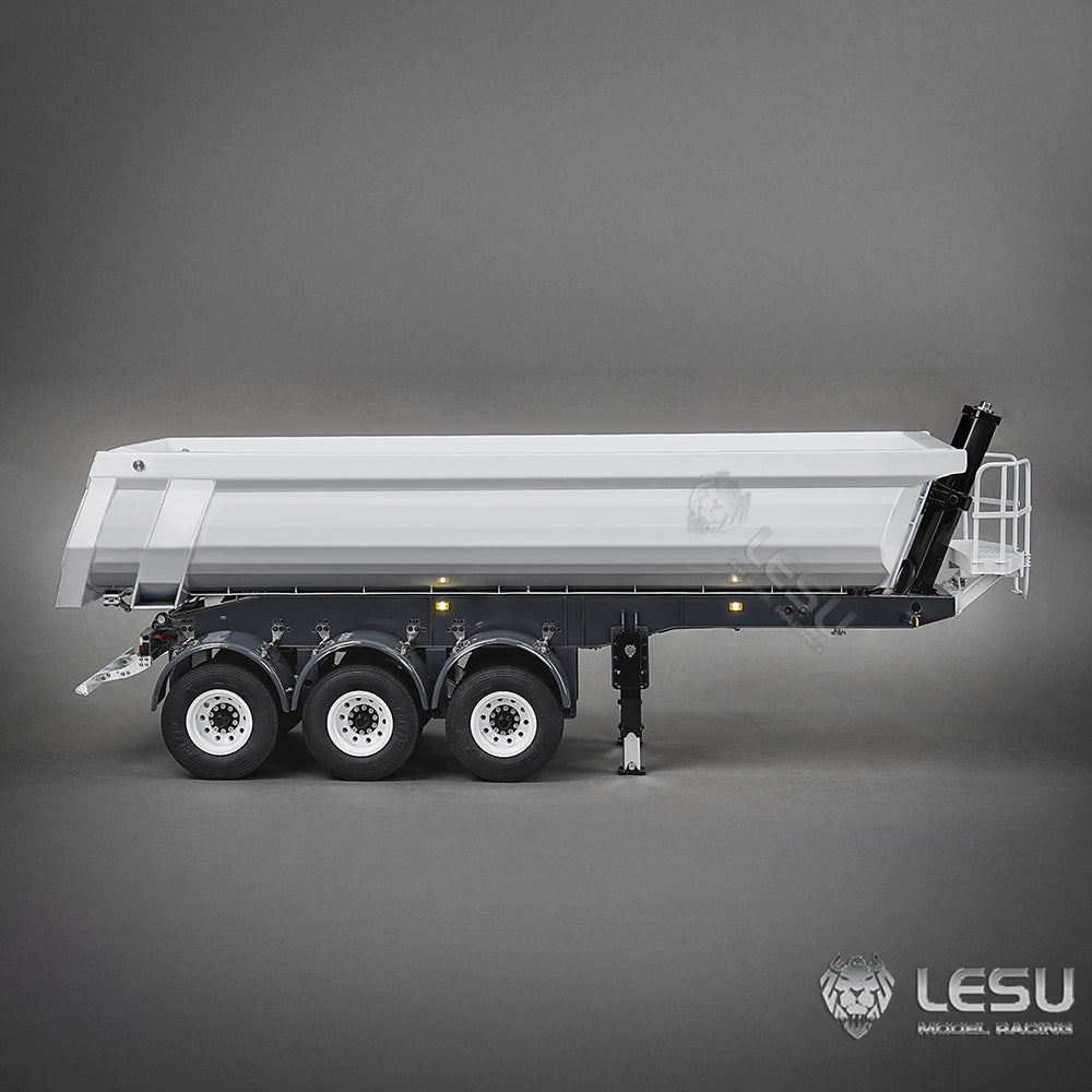 LESU 1/14 Hydraulic Lifting Three-axis U-bucket Metal Bucket Semi-trailer Unloading Trailer LS-A0045 LS-A0069