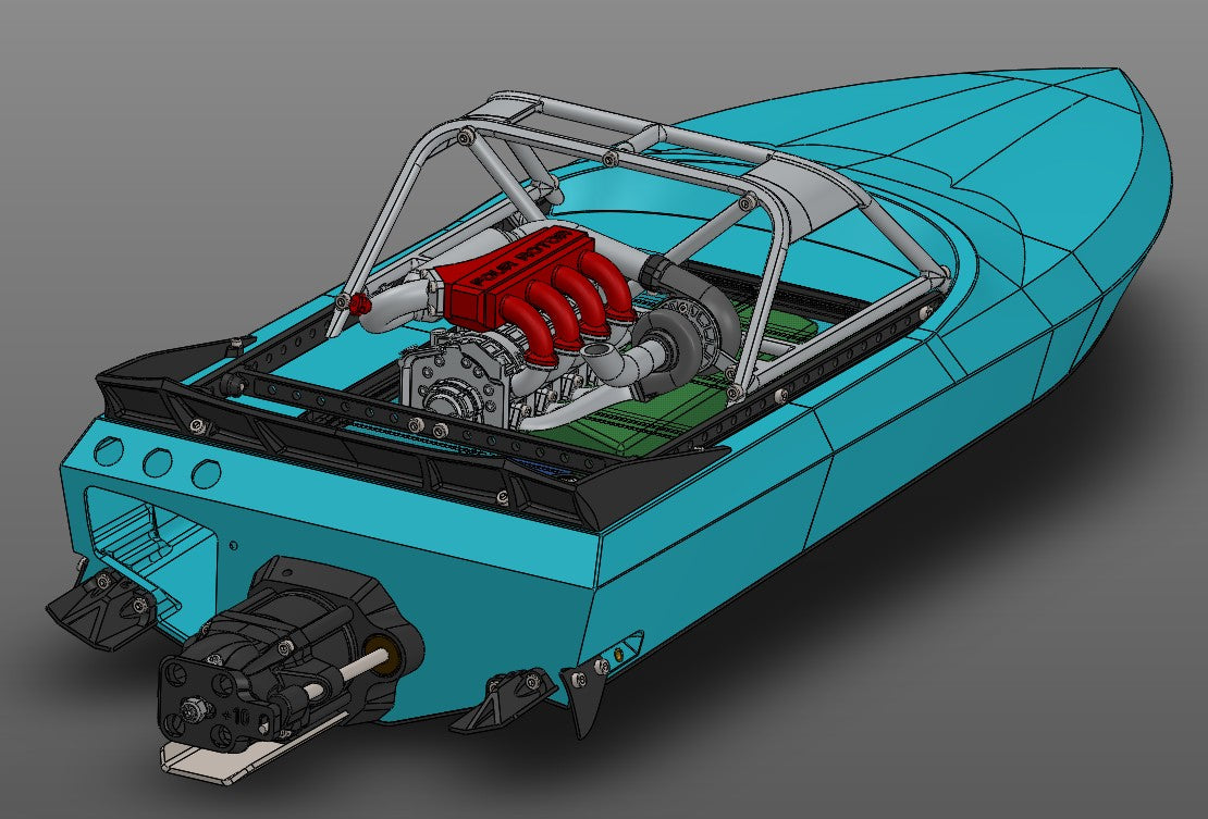 3D Printed Rc Jet Boat Ragnarok with M-JET-35 Jet Pump Kit 55CM