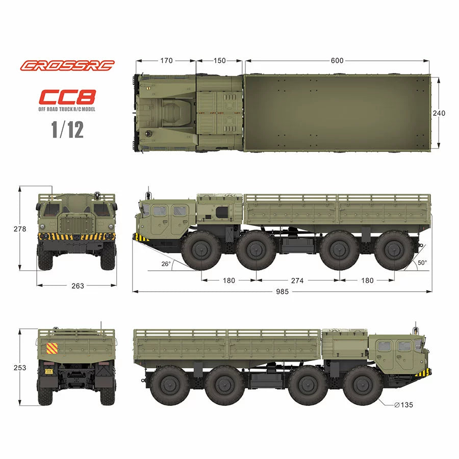 CROSSRC CC8 1/12 8x8 Metal Transport Truck KIT