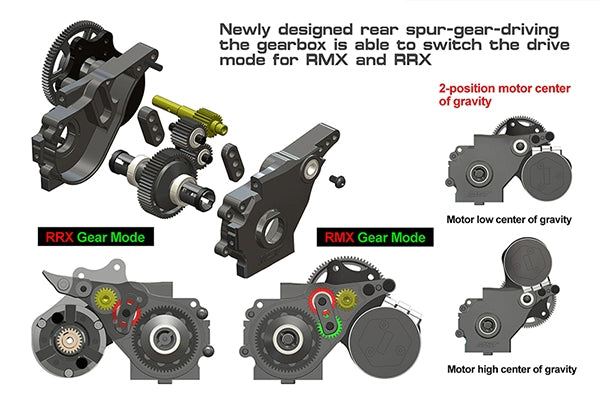 MST RMX/RRX 1/10 RC DRIFT CAR Spur Rear Gearbox Motor Seat Ball Differential Drive Kit 210651BK/R