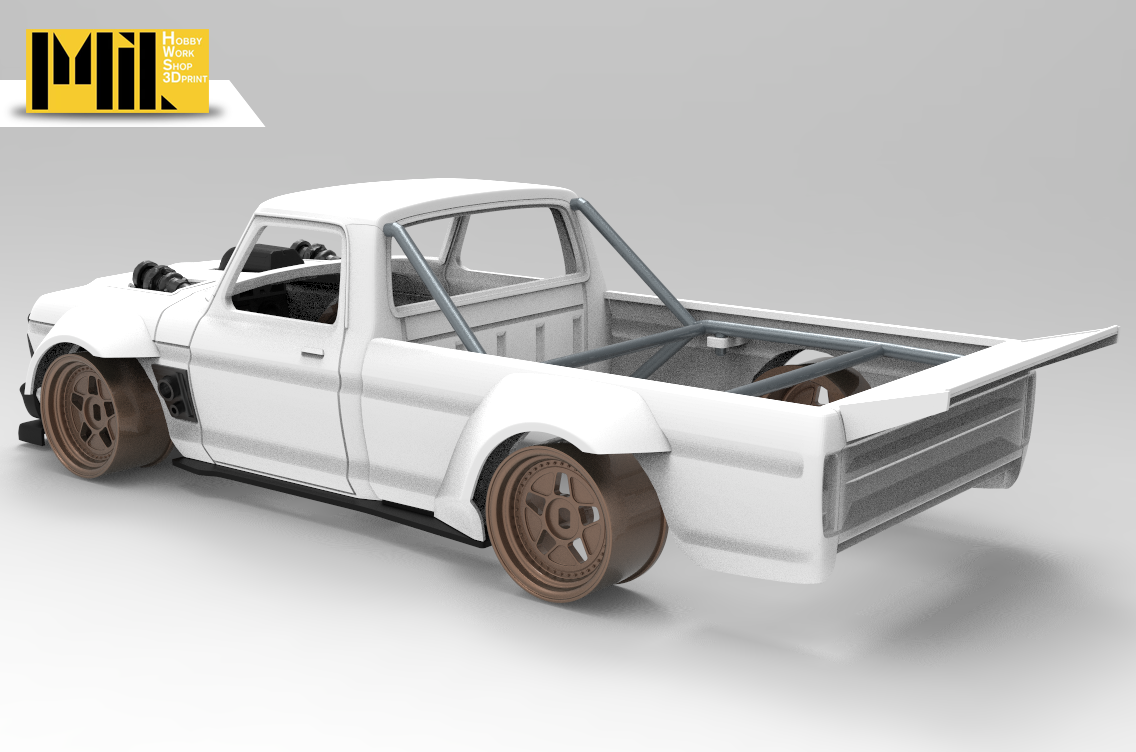 3D Print 1/24 Rc Drift Car HOONITRUCK with Hub 106 Wheelbase