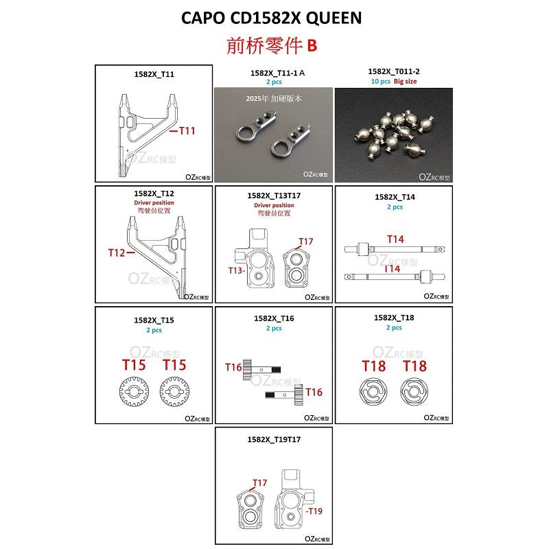 CAPO CD1582X QUEEN Rc Car Front Axle Parts B