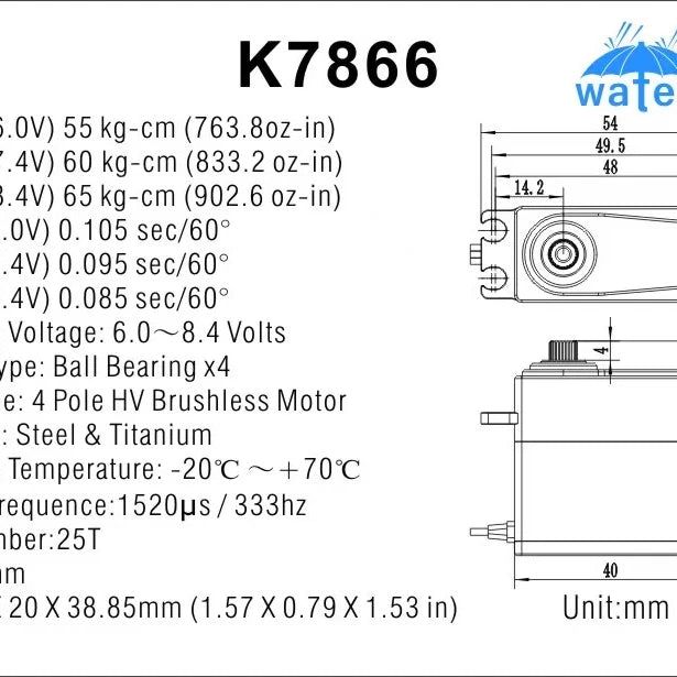 Key Fulcrum K7866 Brushless Waterproof Servo 65kg