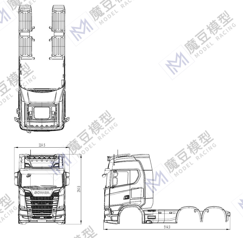 1/14 Tamiya Rc Tractor Scania 770s Plastic Cab