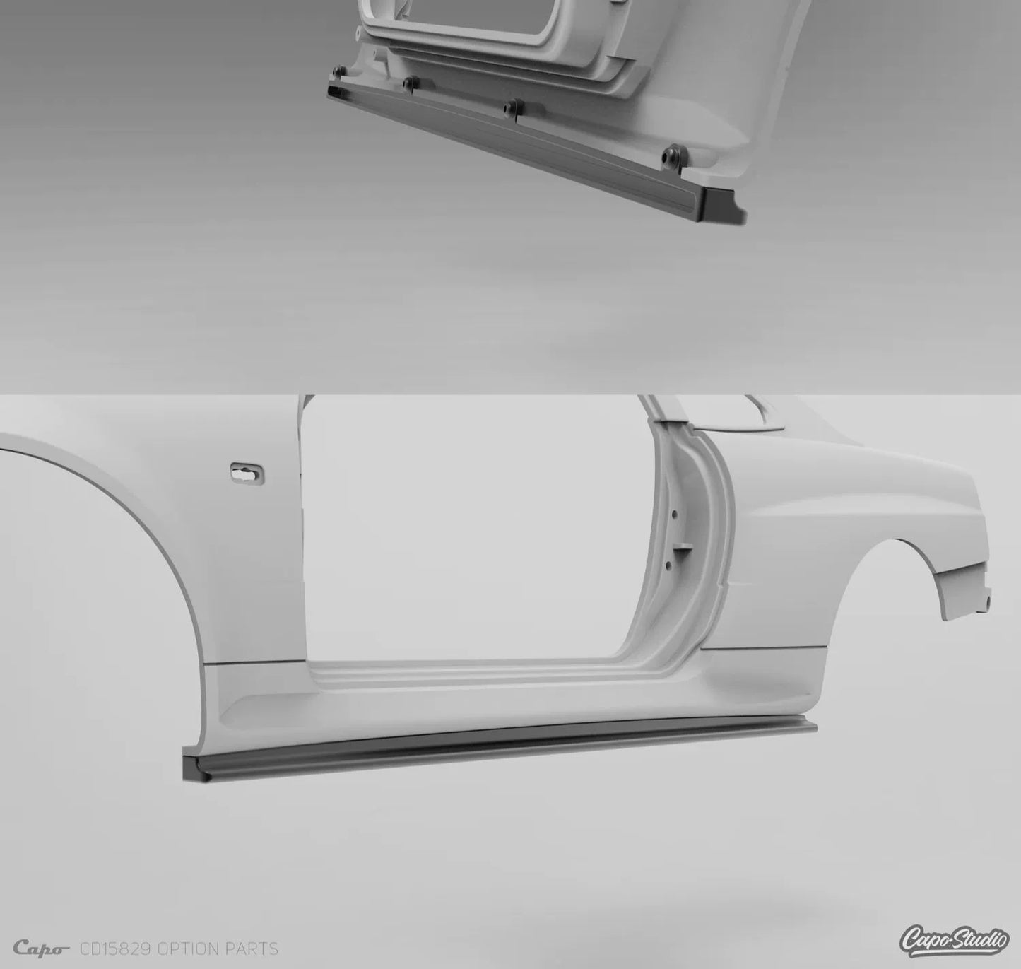 CAPO GTR R34 1/8 RC CAR Aluminum Alloy Side Skirt CD15829SS