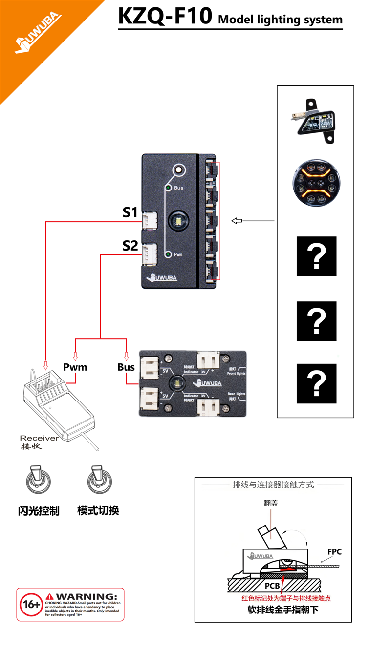 JUWUBA KZQ-F10 1/14 TAMIYA RC TRACTOR Lighting Linkage Control Module