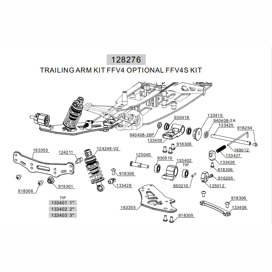 SNRC 128276 1/10 Rc Car Independent Suspension Kit FFV4 Modified FFV4S Assembly