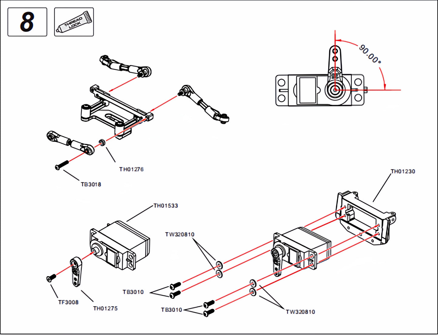 Traction Hobby KM RAM 1500 1/8 4wd Rc Car TH1435HV Steering Servo TH01533