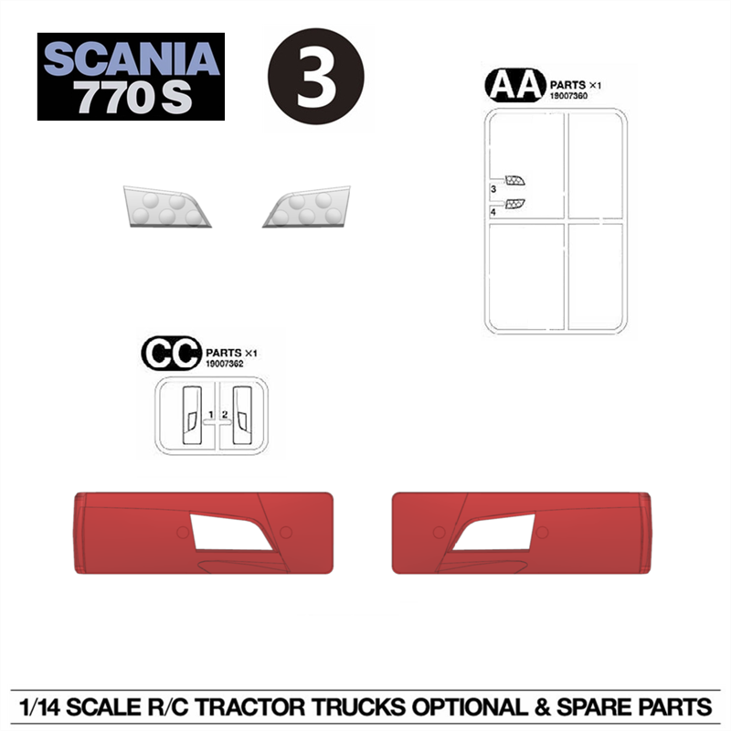 1/14 TAMIYA 770S 56368 Rc Tractor Transparent Plastic Lamp