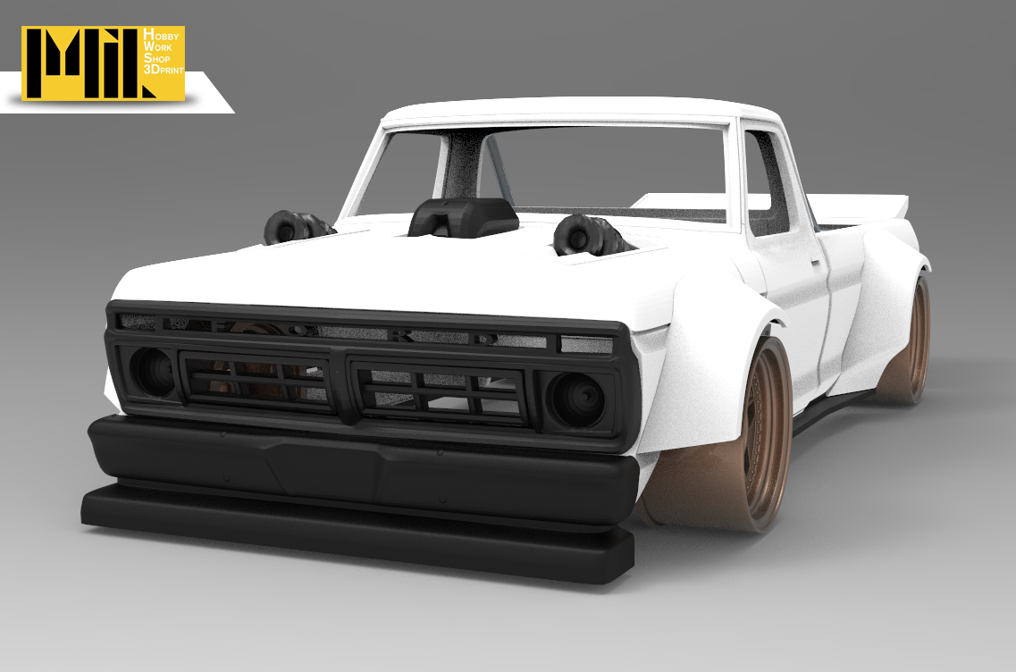 3D Print 1/24 Rc Drift Car HOONITRUCK with Hub 106 Wheelbase