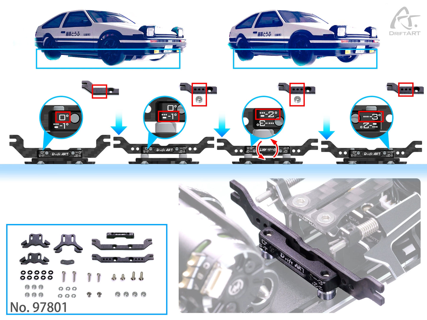 DRIFTART 4 Pre-assembled Frame for 1/24 Rc Drift Car 99140/99140 + 98205