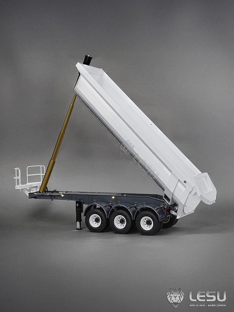 LESU 1/14 Hydraulic Lifting Three-axis U-bucket Metal Bucket Semi-trailer Unloading Trailer LS-A0045 LS-A0069