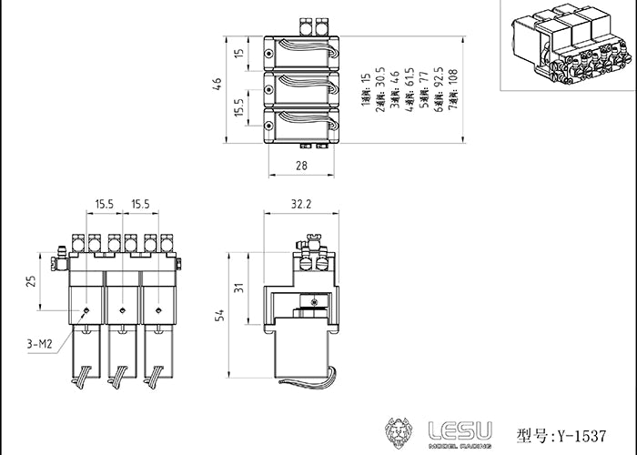 LESU 1/14 Rc Hydraulic Engineering Vehicle Hydraulic Reversing Valve 7ch Y-1537