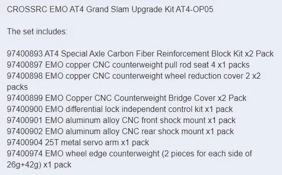 1/10 CROSS RC CROSSRC At4v Jt4 Rc Car Metal OP Part