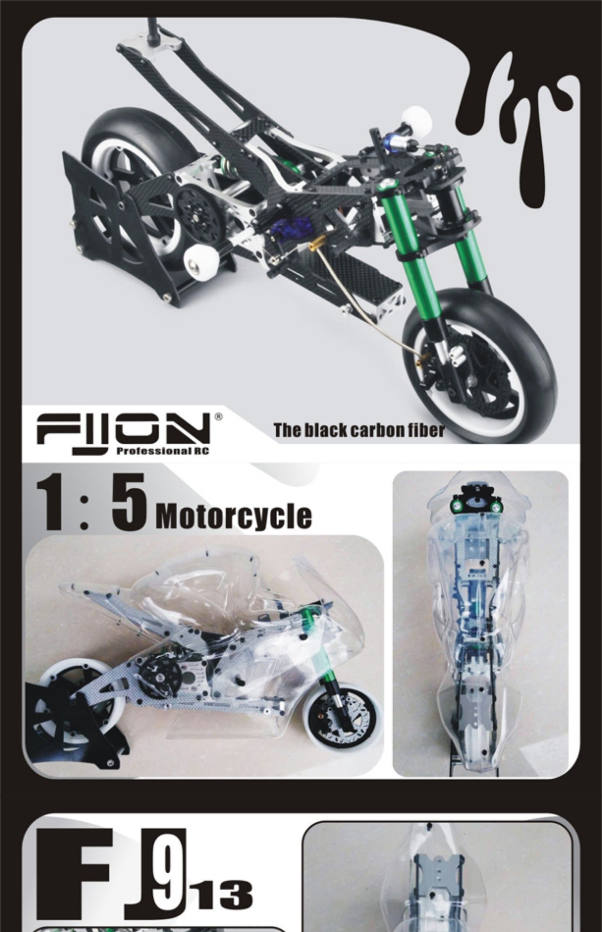 FIJON FJ913 1/5 RC Carbon Fiber Racing Motorcycle KIT