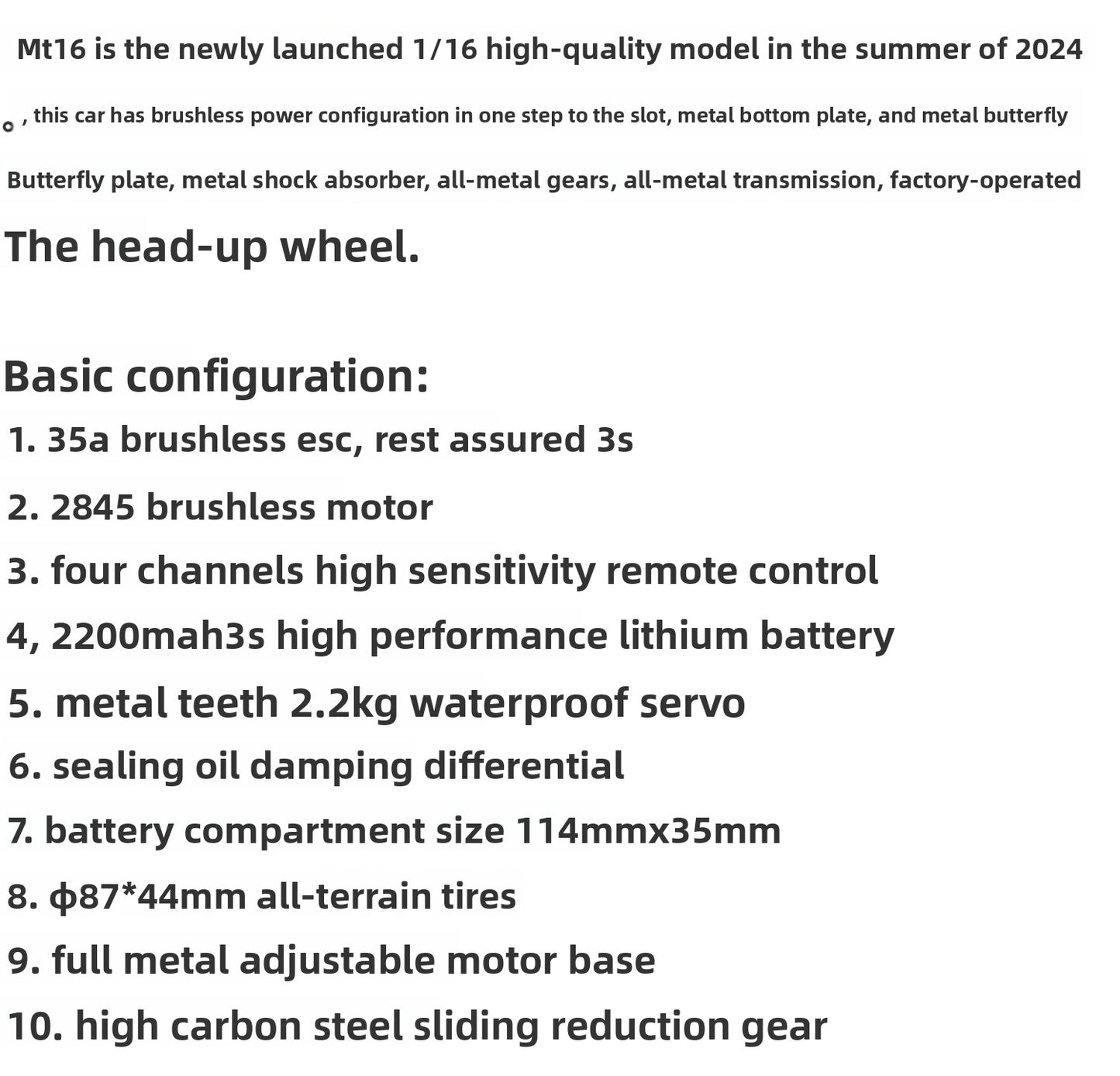 ZDRACING MT16 1/16 4WD Brushless RC CAR RTR