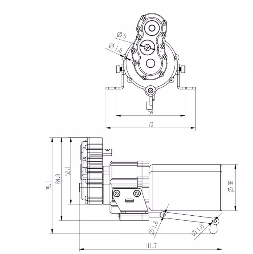 1/14 RC Truck Metal 2 Speed Gearbox with Transfer Case for Tamiya SCANIA 770S VOLVO 56360 FH16 ACTROS MAN TGX RC TRACTOR