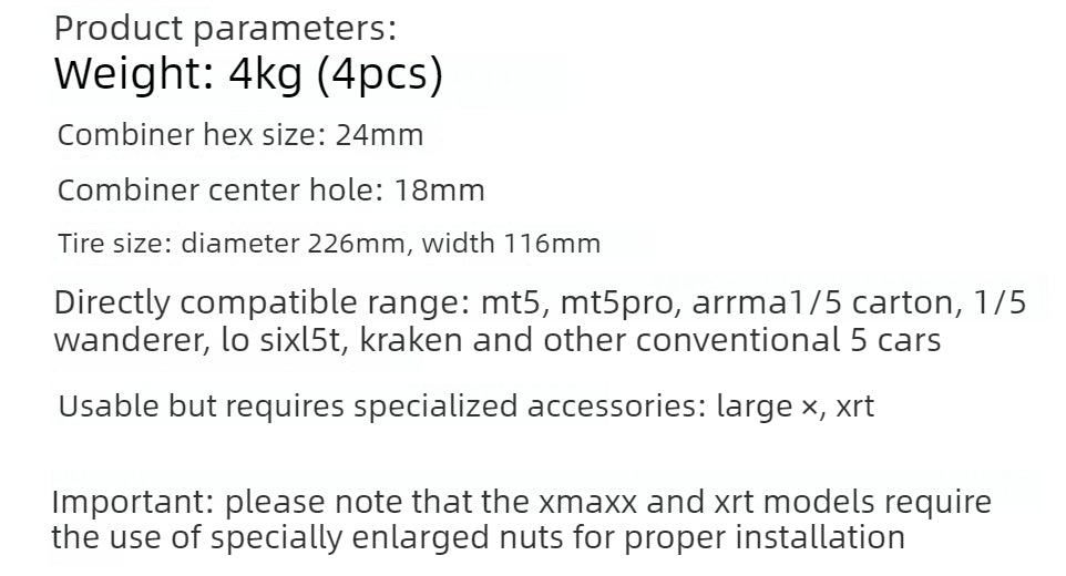 ARCM Mt5pro 1/5 RC CAR original tire hub combination 4PCS