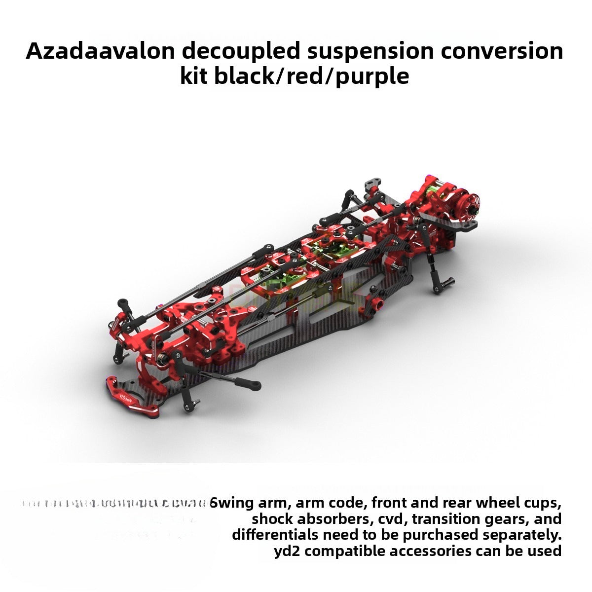 AZADA Avalon V1.1 1/10 RC Rear Drive Drift Frame Kit Decoupling Suspension Conversion Kit