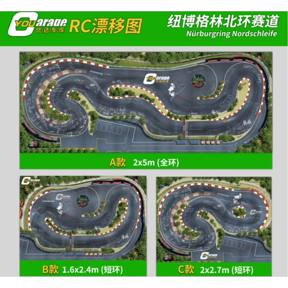 1/24 RC DRIFT CAR Nürburgring North Ring Pvc Composite Track Map 2x5 M