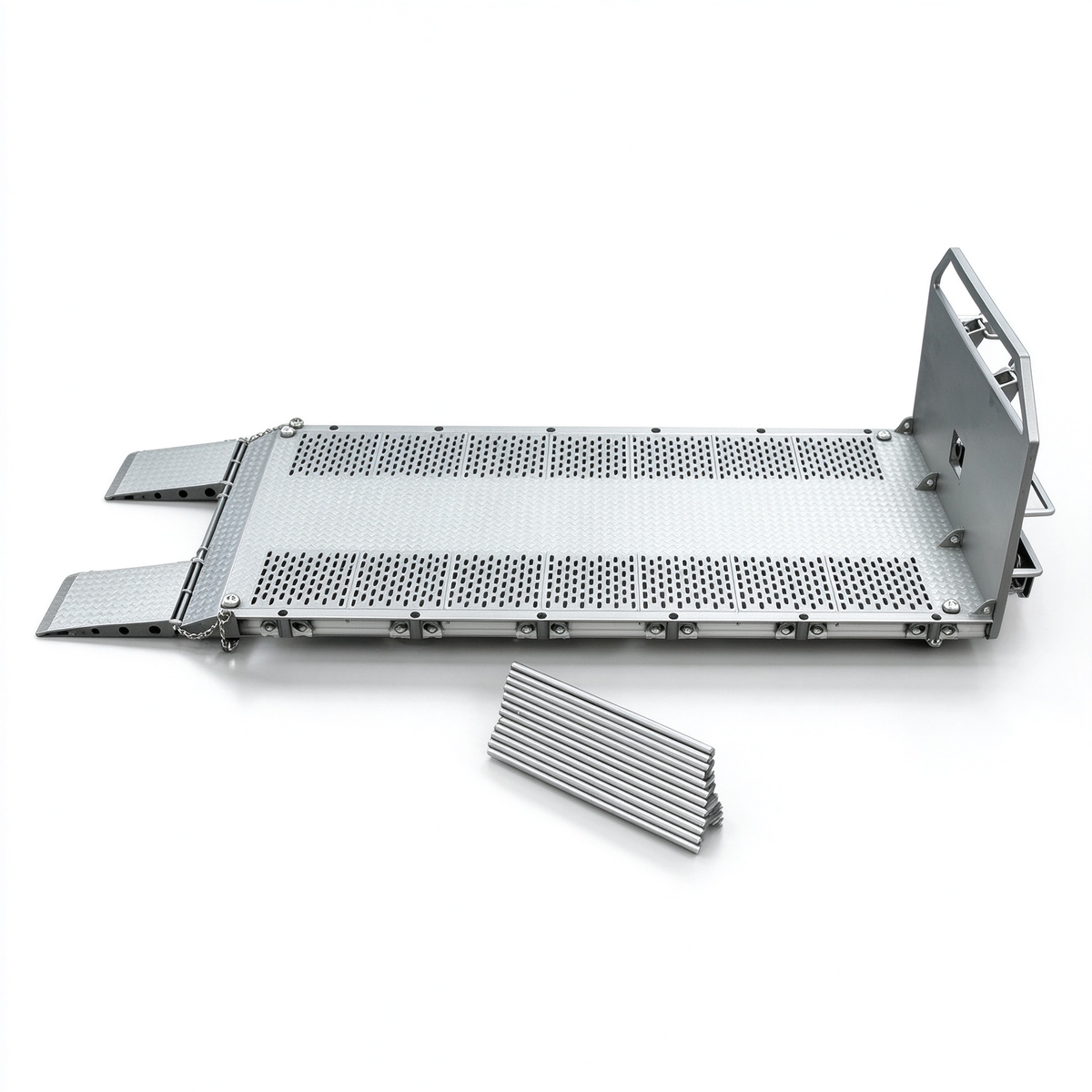 1/14 Tamiya Rc Tractor 8x8 Stainless Steel Flat Transport Trailer Bucket