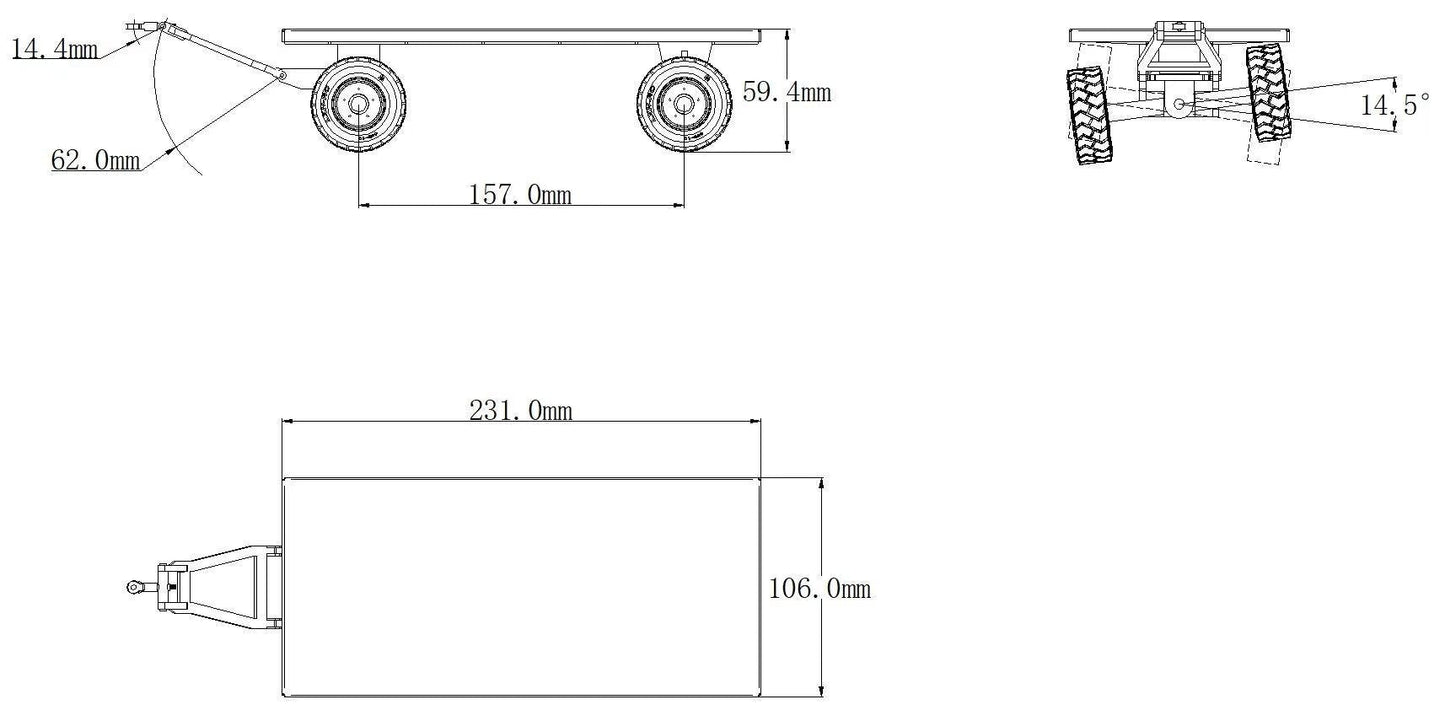 Metal Four-wheeled Trailer for 1/14 Tamiya RC Tractor