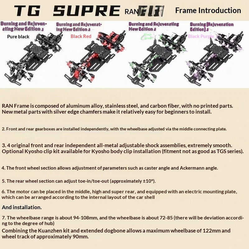 TG SUPER RAN 1/24 RWD RC DRIFT CAR Frame Pre-assembled Version