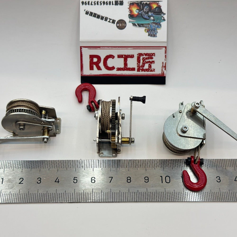 1/10 Miniature Hand Crank D Metal Ratchet Winch for Rc Car Toy