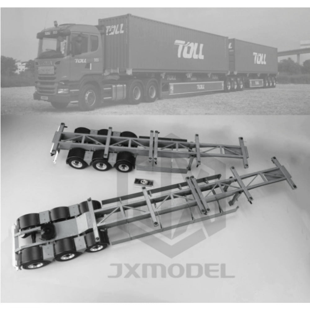 JXMODEL Double Semi-trailer for 1/14 Tamiya Rc Trailer Scania 770S MAN Actros 3363 Volvo