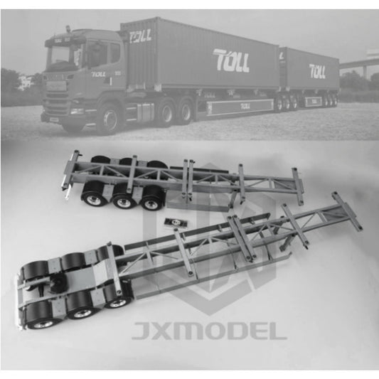 JXMODEL Double Semi-trailer for 1/14 Tamiya Rc Trailer Scania 770S MAN Actros 3363 Volvo