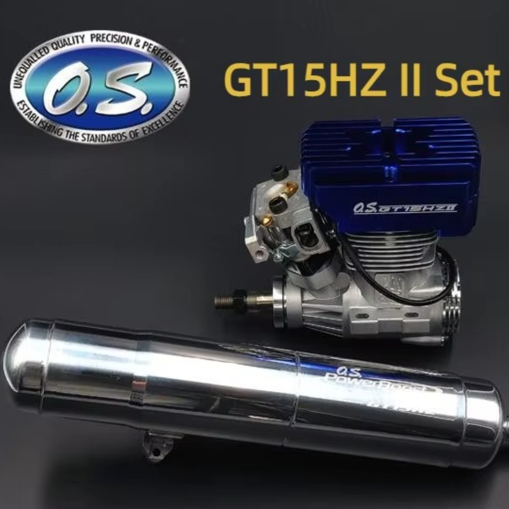 OS Engines GT15HZ II 15cc 2-Stroke Gas Version Engine with PowerBoost Pipe Muffler for 700 91 Class RC Helicopter Petrol Engine