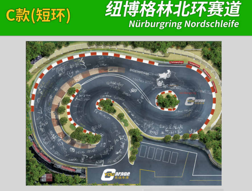 1/24 RC DRIFT CAR Nürburgring North Ring Pvc Composite Track Map 2x5 M