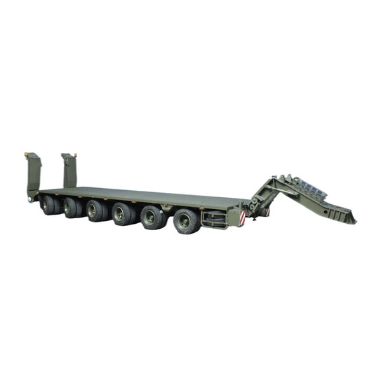 LXY 1/14 Metal Army Green Painted Lowbed 6 Axle Transport Trailer