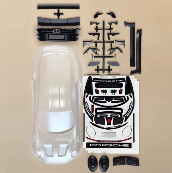 911 GT3 RS 1/10 Rc Drift Car Clear Case with Magnetic Light Kit for Tamiya Tt02 Mst Rdx Wheelbase 257mm
