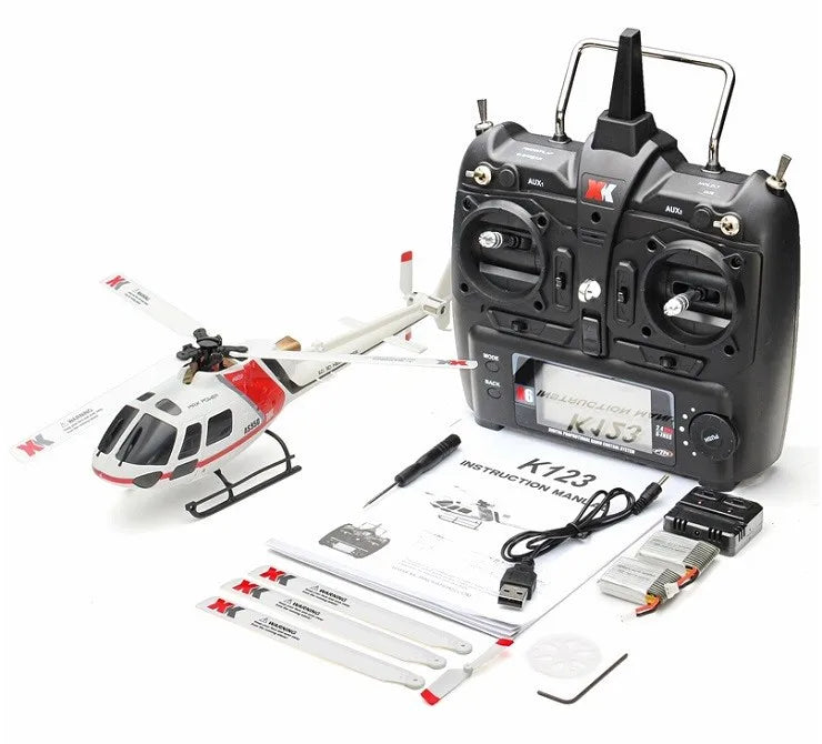 WLtoys XK K123 6CH Brushless AS350 Scale 3D6G System RC Helicopter RTF