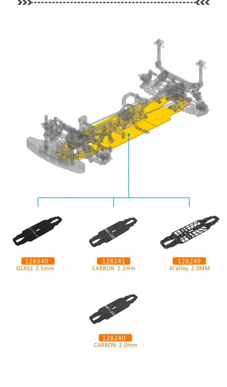 SNRC 1/10 Rc Car R3-G R3-CR3-PRO Center 4WD Belt Carbon Fiber Frame Kit