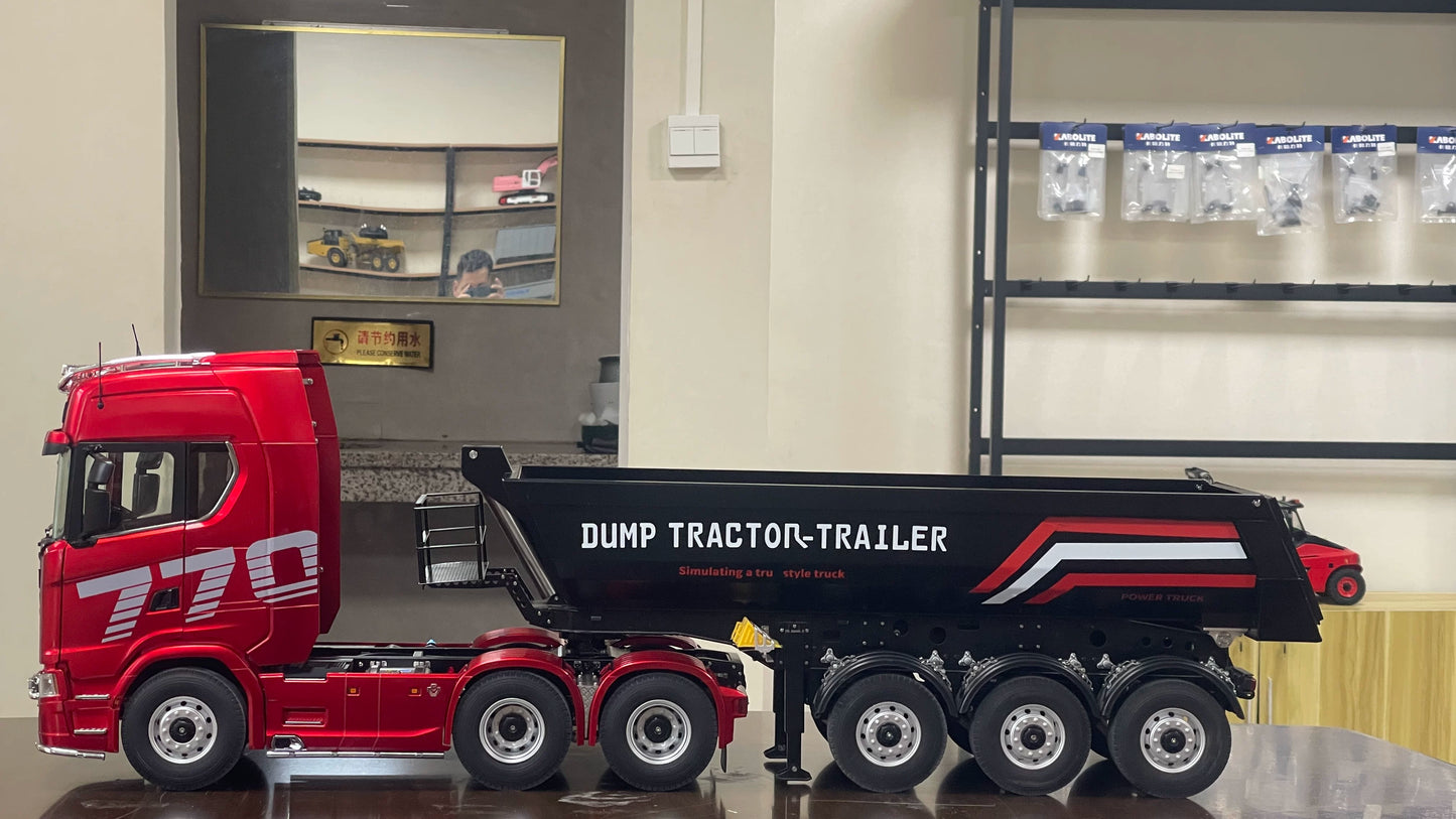 Kabolite K770S-102 1/14 Tamiya 3 Axle Metal Rc Tractor Electric Lifting Dump