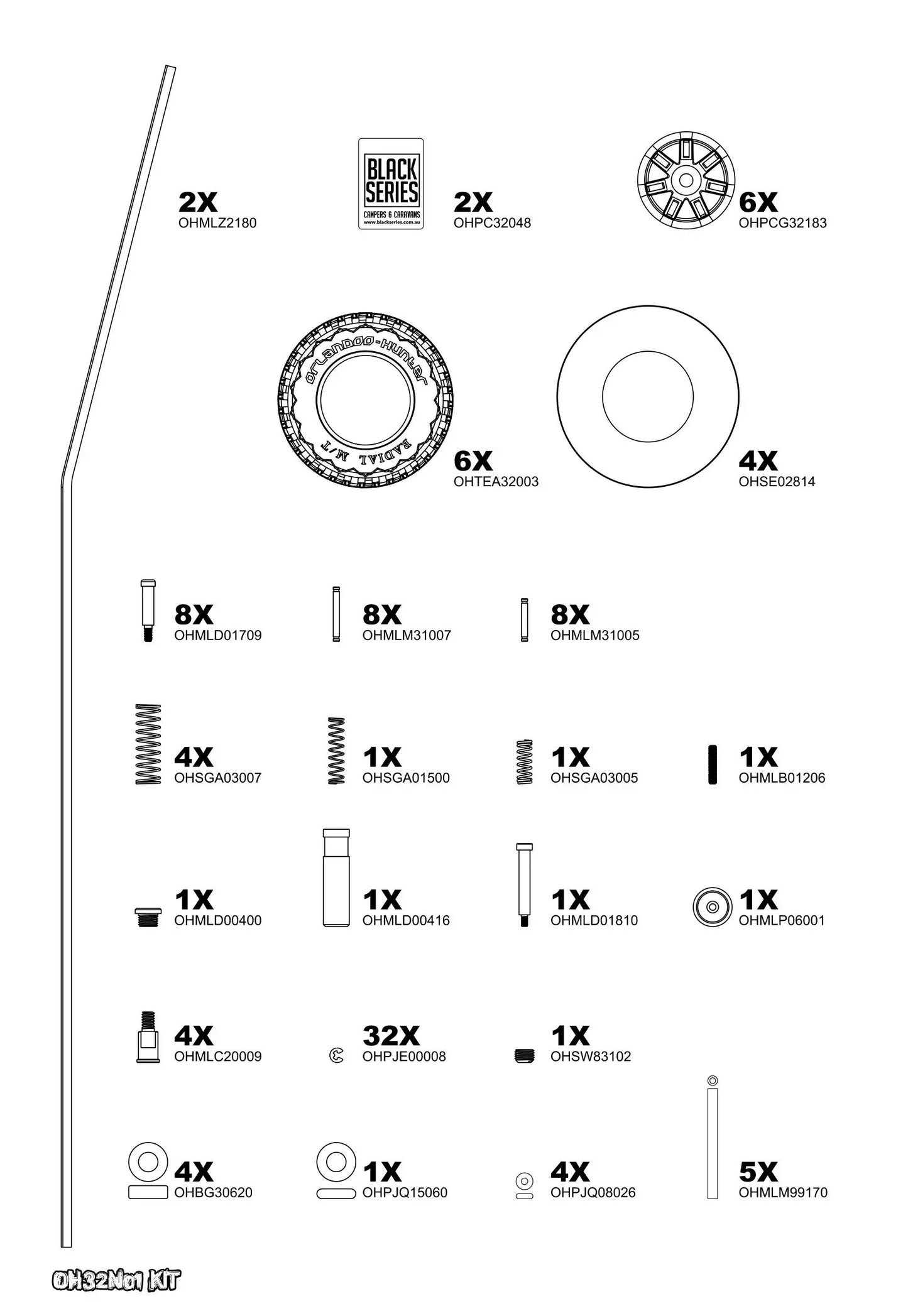 Orlando Hunter OH32N01 RC Trailer Camper RV Assembly KIT