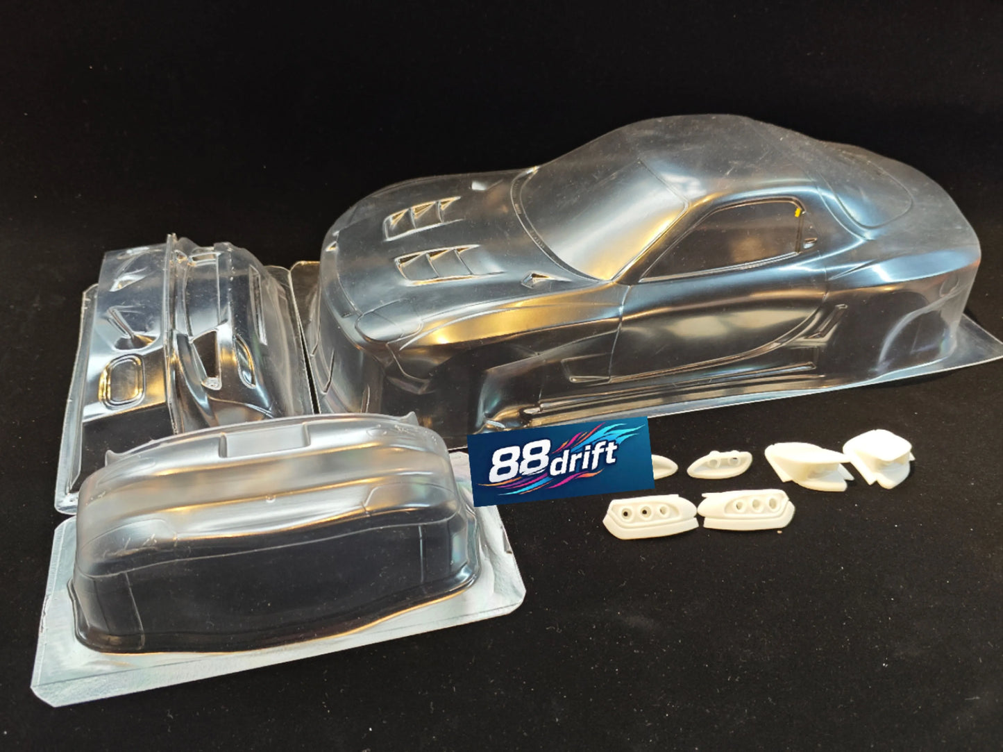 88Drift Rx7 FD3S Pandem 1/10 C Drift Car Transparent Shell Wheelbase 258mm
