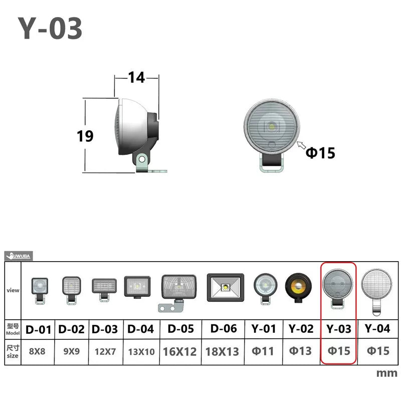 1/14 TAMIYA RC TRACTOR 15mm Round Spotlight Y-03