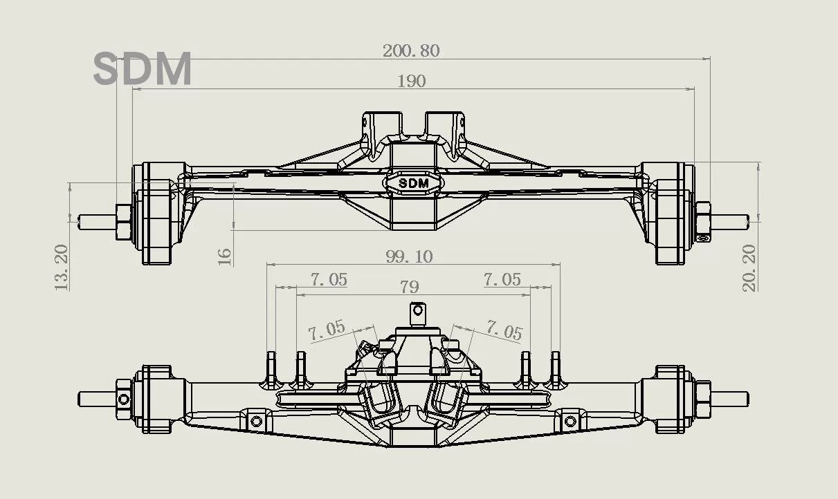 SDM SCX10 3rd Generation TRX4 VP 1/10 Pipe Frame Rc Car Constant Speed Steering Differential Speed Lock Rc Climbing Car Axle DA05