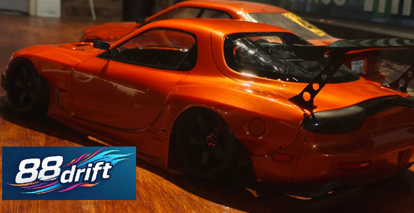 88Drift Rx7 FD3S Pandem 1/10 C Drift Car Transparent Shell Wheelbase 258mm