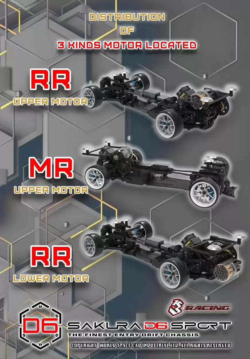 3RACING D6 SPORT 1/10 RWD Brushless S15 with Light RC DRIFT CAR RTR
