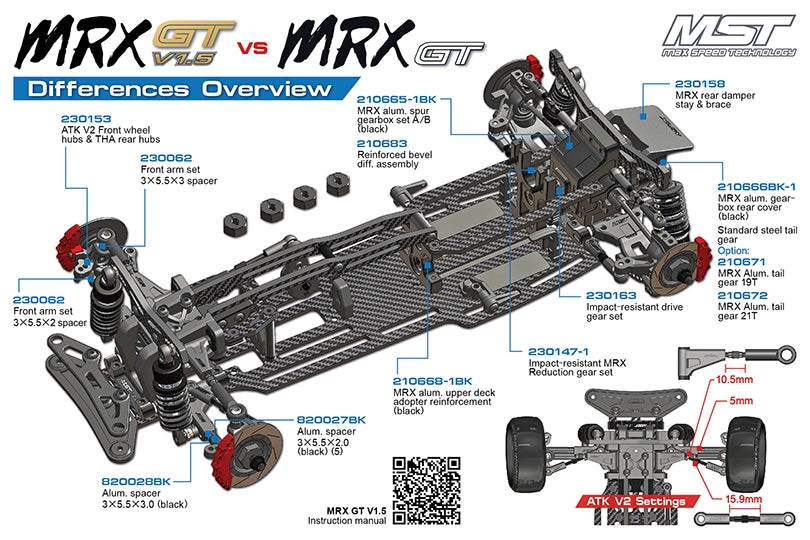 MST 1/10 RC drift car frame MRX GT v1.5 RWD KIT 532209