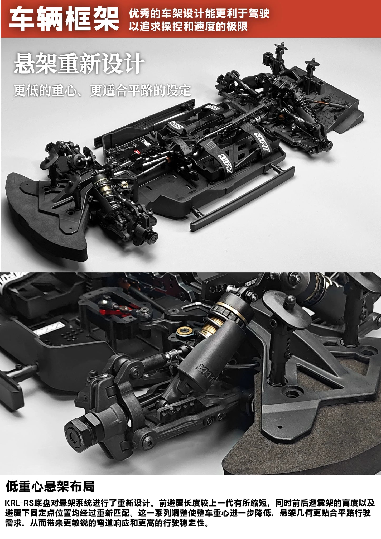 KKPIT 1/8 ZQR RACING RC CAR KIT KRL-RS CHASSIS 360MM wheelbase